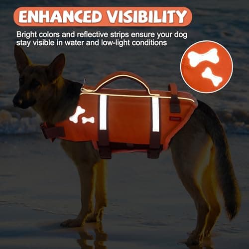 EMUST Dog Life Jacket, XL, NewOrange, Waterproof, Breathable, Adjustable with Rescue Handle, for Swimming Pool Beach Boating — view 3