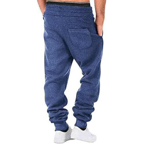 Big and Tall Sweatpants for Men Fleece Loose Running Drawstring Joggers Active Elastic Waist Cuffed Leg Tapered Pants Navy — view 3