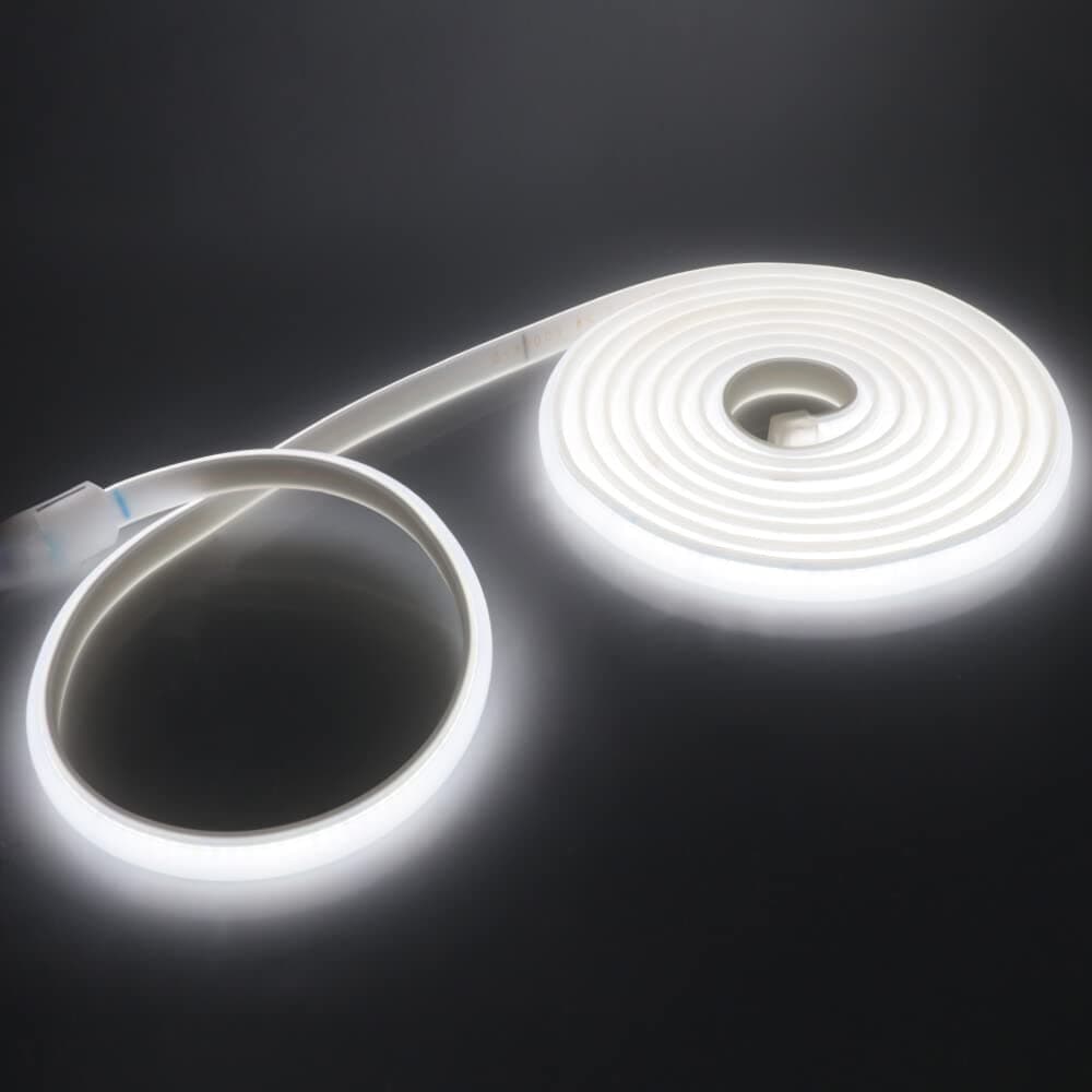 Flexible COB Neon Light Strip, 220V LED Strip 288 LEDs/m, Cut to 50cm, IP65 Waterproof Modified Silica Gel Rope Light with UK Plug Power Supply (5m, Cold White) — view 2