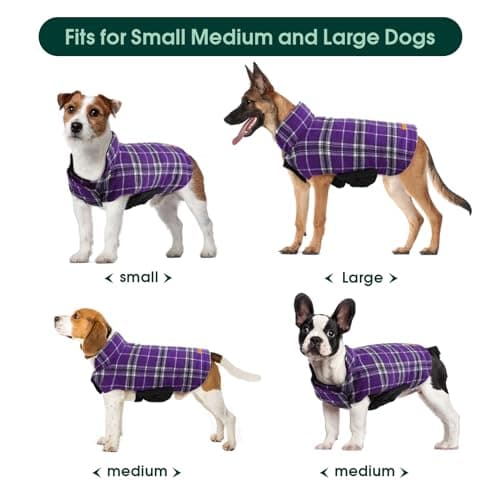Kuoser Waterproof Dog Coat, Reversible Dog Jacket for Large Dogs, Adjustable Durable Doggie Winter Coat for Groowing Puppies Warm Puppy Cold Weather Apparel, Purple 3XL — view 4