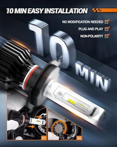 SEALIGHT H4/9003/HB2 LED Headlight Bulbs 50000 Lumens 800% Brightness, X1 Dual High/Low Beam LED Headlights Conversion Kit, 6000K Xenon White, H4 Halogen Replacement, IP67 Waterproof, Pack of 2 — view 3
