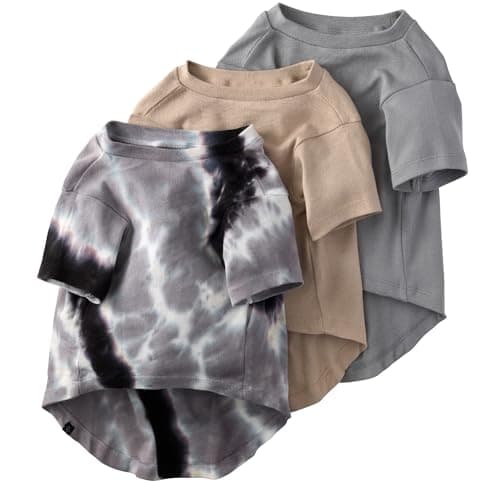 Pet Passion Toby II - The Perfect Tee, 3 Pack Short Sleeve Pet T-Shirt 100% Organic Cotton Tees Clothes for Small, Medium, Large Dogs​​, Black Sand Tie Dye, Small (10-25 lbs)