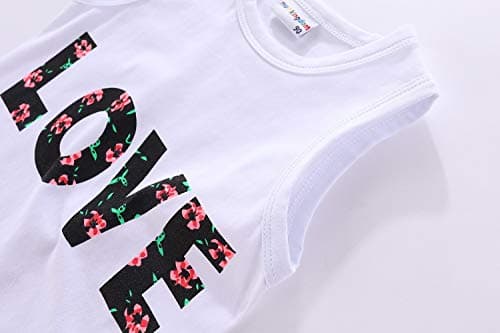 Mud Kingdom Top and Skirt Set for Little Girls Pink Love Letter Print Sleeveless Tank Top Floral Skirt 2 Piece Outfit Size 7-8 — view 6