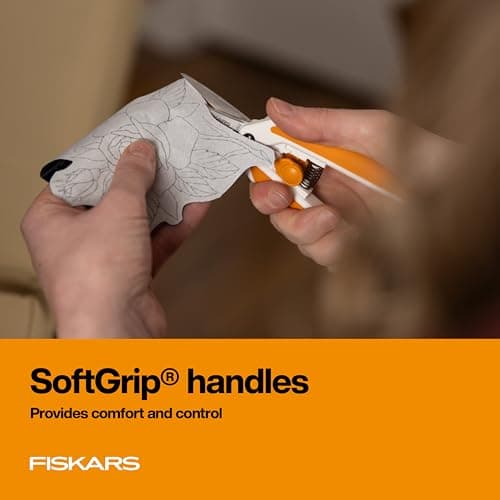 Fiskars Micro-Tip Spring Assisted Scissors, Precision Cutting Stainless Steel Blades, Comfort Handle, Cut Details in Fabric, Sewing Scissors and Arts and Crafts Tools — view 5