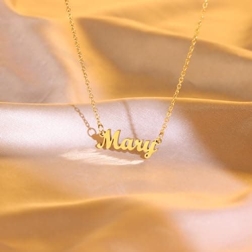 Ldurian Custom Name Necklace, Emma Name Plate Pendant Necklace Pre Gifts, Charm Necklaces Jewelry for Birthday Anniversary — view 4