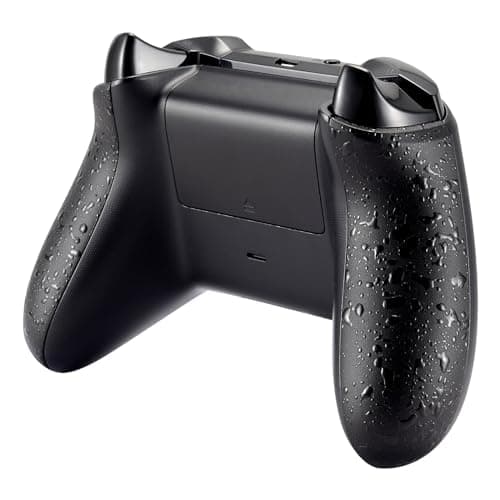eXtremeRate Textured Black Back Panels, Comfortable Non-Slip Side Rails, 3D Splashing Handles, Game Improvement Replacement Parts for Xbox One X & Xbox One S Controller — view 2