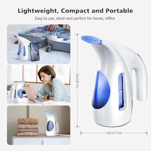 HiLIFE Steamer for Clothes, Portable Handheld Clothing Steamer, 240ml Big Capacity, 700W, Strong Power, Fabric Quick Wrinkle Remover with Brush for Home, Office(ONLY 120V) -Blue — view 5