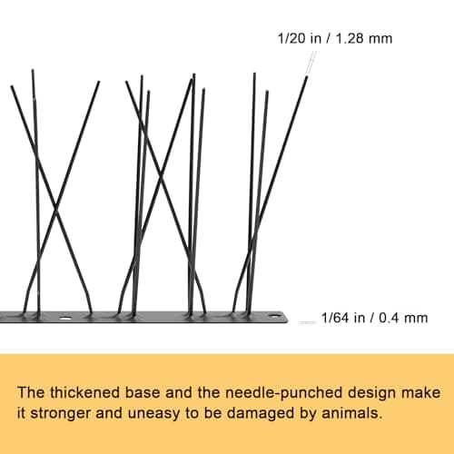 OFFO Bird Spikes Pre-Assembled Cover 24 Feet/7.3 Meters for Pigeons Small Birds, Durable Spikes with Stainless Steel, Bird Spikes for Fence Roof Mailbox Window Matte Black