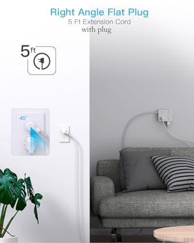Surge Protector Power Strip - HANYCONY 8 Outlets 4 USB (2 USB C) Charging Ports, Multi Plug Outlet Extender, 5Ft Braided Extension Cord, Flat Plug Wall Mount Desk Charging Station for Home Office ETL — view 6