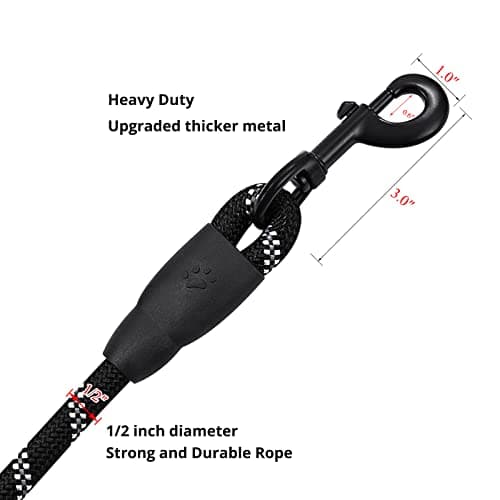 PETESCORT Strong Heavy Duty Dog Leash for Large Dogs with Padded Handle - 6FT,10FT,15FT,30FT,50FT Long Dog Leads, Durable Pet Training Leash for Medium & Small Dogs (6FT1/2Inch,Black) — view 6