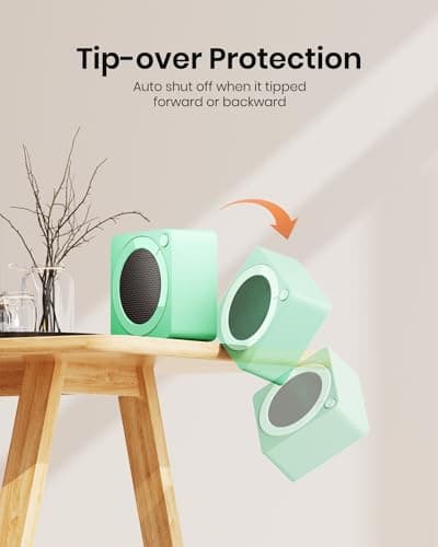 Gaiatop Mini Space Heater, Lightweight PTC Ceramic Fast Heating 500W Energy Efficient for Indoor Use, Overheating & 45° Tip-Over Protection, Portable Desk Electric Heaters for Office Home Green — view 3