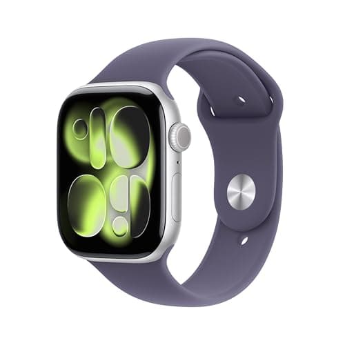 Apple Watch Series 11 [GPS 46mm] Smartwatch with Silver Case and Purple Fog Sport Band - S/M. Sleep Score, Fitness Tracker, Health Monitoring, Always-On Display, Water-Resistant