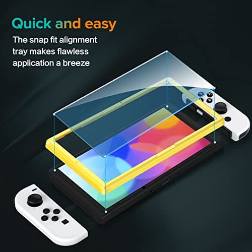 [4 Pack] iVoler Tempered Glass Screen Protector Designed for Nintendo Switch OLED Model 2021 Transparent HD Clear Screen Protector for Nintendo Switch OLED 7'', Bubble Free — view 3