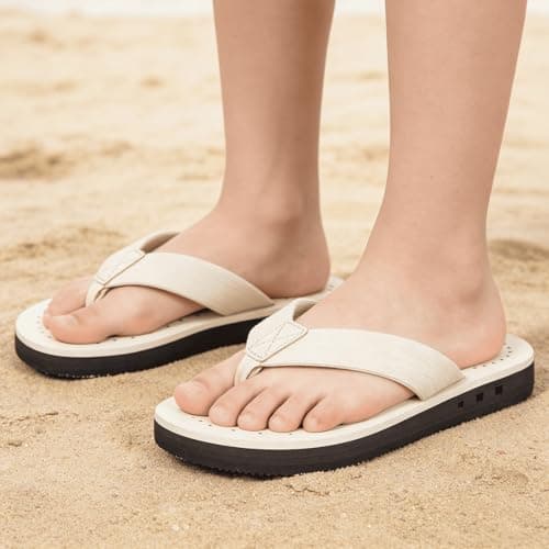 KVbabby Kids Comfortable Flip Flops,Beige,7 Big Kid — view 7