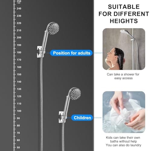 2PC MAYYAYA ShowerHead Holder, Black Adhesive WallMounted, Adjustable Angle — view 5