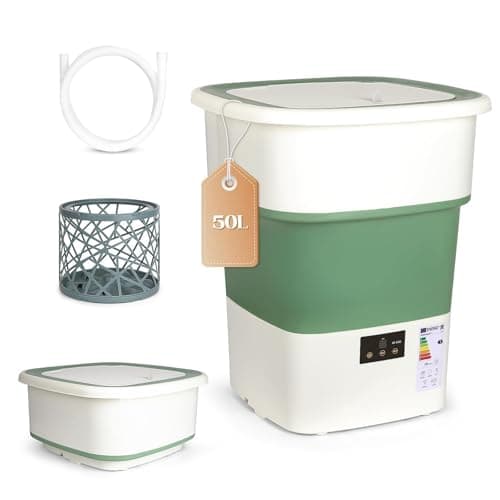 LovHomdecr Mini Washer – Your Tiny Laundry Escape for Dorms, Apartments & Weekend Getaways, No Tools, No Hassle, Just Clean Clothes (White Green)
