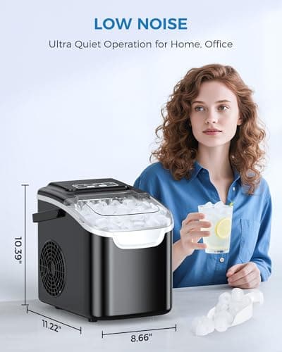COWSAR Ice Maker Countertop, Portable Self-Cleaning Ice Machine, 26.5lbs/24Hrs, 8 Bullet Ice Cubes in 6 Mins, with Ice Basket and Scoop, Quiet Mini Ice Makers for Home, Kitchen, Bar, Camping — view 6