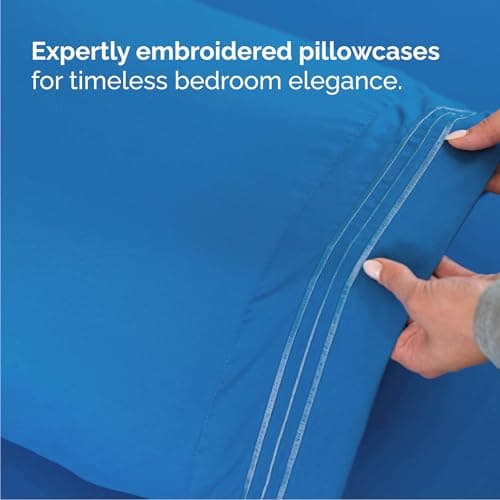 Queen Size 4 Piece Sheet Set - Comfy Breathable & Cooling Sheets - Hotel Luxury Bed Sheets for Women & Men - Deep Pockets, Easy-Fit, Soft and Wrinkle Free Sheets - Royal Blue Oeko-Tex Bed Sheet Set — view 5