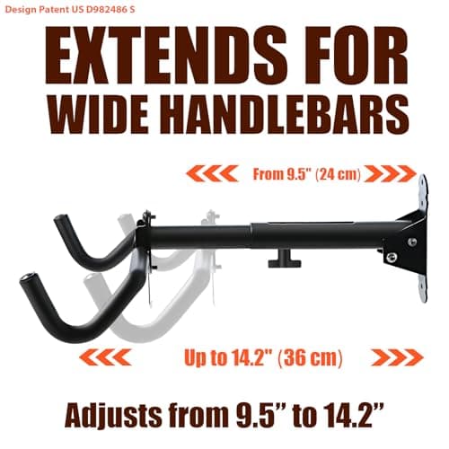 Gootus Bike Wall Mount Hanger - Horizontal Bicycle Indoor Storage Rack | Cycling Wall Mounted Holder Hook - Hang Your Road, Mountain or Hybrid Bikes in Garage or Home — view 2