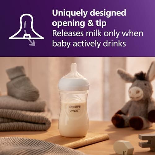 Philips Avent Natural Baby Bottles with Natural Response Nipples (Medium Flow, Flow 3), 9oz, 4-Pack, SCY903/04 — view 2