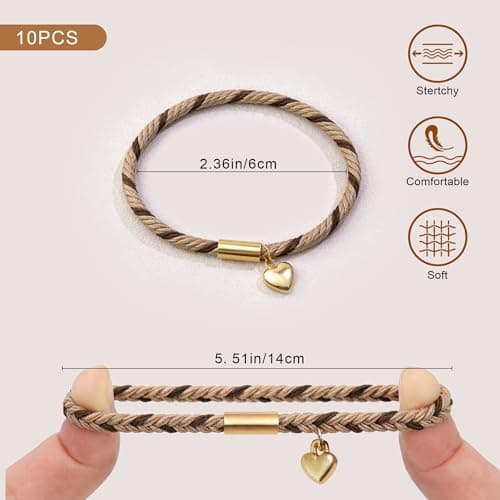 Fohufo Birthday Gifts for Women Girls - 10 Pcs Hair Ties No Damage, Hair Ties Bracelets for Thick/Thin Hair, Initial Hair Ties Accessories for Women, Birthday Gift Teen Girl Gifts for Girls- Letter M — view 3