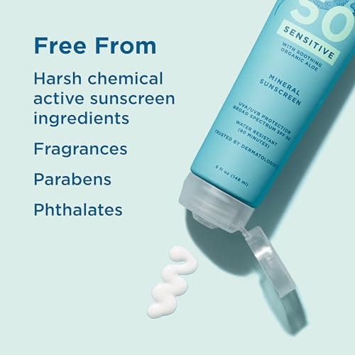 Blue Lizard Sensitive Mineral SPF 50 Sunscreen Lotion, 100% Mineral Sunscreen, UVA/UVB Protection, Infused with organic Aloe Vera, Soothes and Hydrates, 5 fl oz — view 5