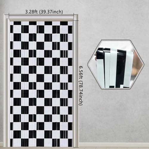 Race Car Foil Curtains 3.28x6.56ft - Vibrant Checkered Decor for Race Car Birthday Party Decorations & One Happy Dude Birthday Celebrations! - 2 Packs — view 2