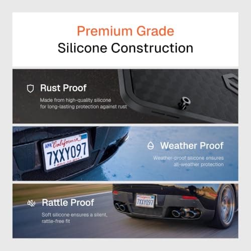 Rightcar Solutions Car Plate Frame, Silicone License Plate Frame, Rust-Proof Rattle-Proof Weather-Proof License Plate Holder for Front or Rear, Black, 1 Pack — view 8