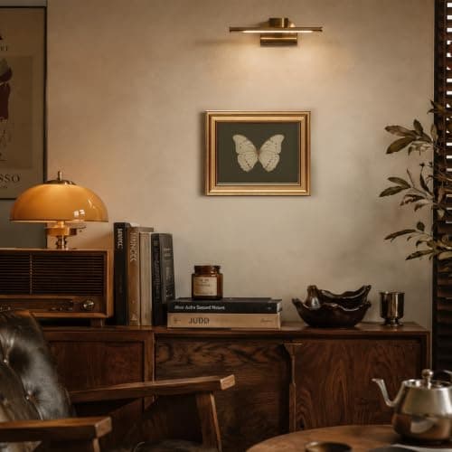 Gold Framed Wall Art Vintage Butterfly Canvas Wall Art White Butterfly Moody Insect Artwork Prints Picture for Living Room Bedroom Farmhouse Bathroom Office Decor, 8x10