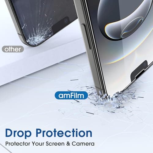 amFilm Auto-Alignment OneTouch for iPhone 17e / iPhone 16e [6.1''] Screen Protector + Camera Lens Protector, Tempered Glass, 30 Seconds Installation, Bubble Free, Case Friendly, Anti-Scratch [2+2 Pack] — view 5