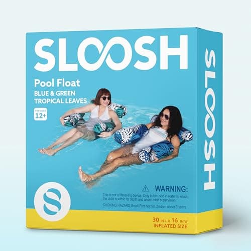 Sloosh Pool Floats Adult, 2 Packs Inflatable Pool Lounge Chairs,Blow up Hammock Pool Noodles Floats for Adults,Floating Water Chair for Pool Party Lake River Water Fun(Tropical Leaves-Green,Blue) — view 8