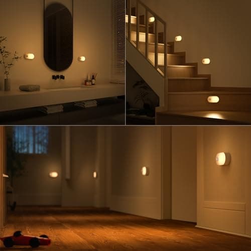 Lyridz Rechargeable Battery Night Light with Motion Sensor, Stick on Anywhere, 1-20LM Dimmable LED Nightlights for the Bedroom, Bathroom, Living Room, Kitchen, Stairs, Hallway, 4-Pack — view 5