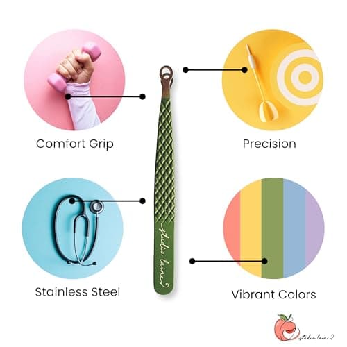 Studio Laine Precision Eclipse Tweezers Stainless Steel Comfort Grip Precision Tip for Women Eyebrows Facial Hair Crafts Jewelry Electronics Repair Peach — view 2