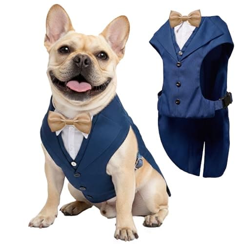 AVERYDAY Dog Tuxedo with Bow Tie for Wedding Outfit, Dog Suit Costume for Christmas Halloween Valentine’s Day, Adjustable Pet Tux Harness with Leash Ring, Formal Wear for Small Medium Large Dogs