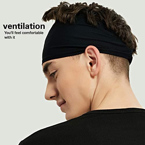 Pilamor Sports Headbands for Men (5 Pack),Moisture Wicking Workout Headband, Sweatband Headbands for Running,Cycling,Football, Yoga,Hairband for Women and Men(Gray, Green, White, Blue, Black) — view 3