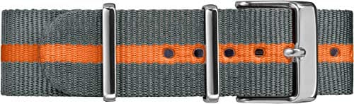 Timex Unisex Weekender 38mm Watch – Silver-Tone Case Gray Dial with Gray & Orange Fabric Slip-Thru Strap — view 2