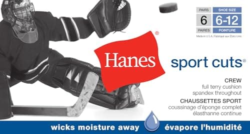 Hanes Mens 6pk Sport Cuts Crew Athletic Socks, White, 6 12 US — view 4
