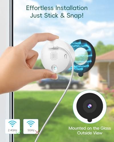 SYMYNELEC Window Cameras for Home Security: Indoor Camera for Outdoor Monitoring with 2K Full Color Upgraded Night Vision Motion Human Vehicle Detection Easy Installation with Tilt Mount — view 2