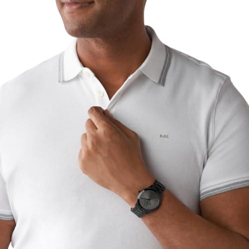 Michael Kors Men's Watch, Slim Runway Three-Hand Black Stainless Steel Men's Watch — view 3