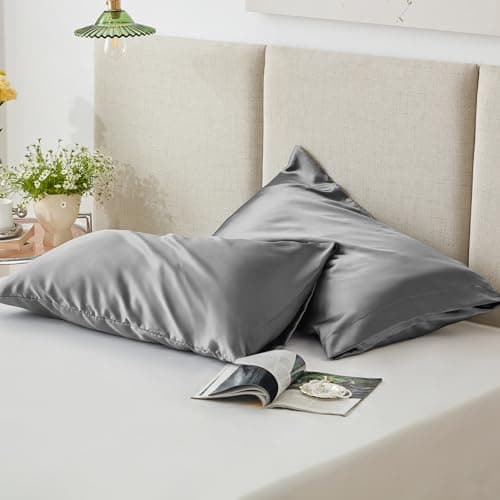 Love's cabin Satin Pillowcase for Hair and Skin (Dark Gray, 20x30 inches) Similar to Silk Pillow Cases, Pillow Cases Queen Size Set of 2 - Satin Cooling Pillow Covers with Envelope Closure — view 4