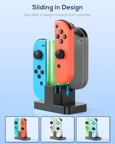 FYOUNG Controller Charger Dock Compatible with Nintendo Switch/Switch OLED for Joycons, Charging Stand Station Compatible with Switch/OLED Controller Accessories with a Type-C Charging Cord — view 3