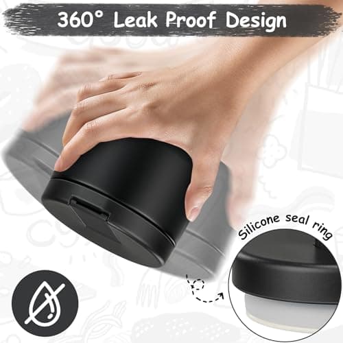 Pawtong 12oz Insulated Vacuum Food Jar with Buckle Lid Wide Mouth Soup Thermo for Hot Food Kids Leakproof Stainless Steel Lunch Container- Black- 1Pack — view 5