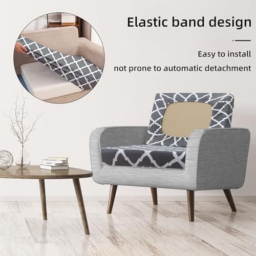 8Pcs Stretch Patio Cushion Covers,Outdoor Couch Covers Replacement,Outdoor Couch & Sofa Slipcovers,for Patio Furniture Cushion Covers,Washable Reusable Furniture Protector (BTC02-Gray,Cover Only) — view 4