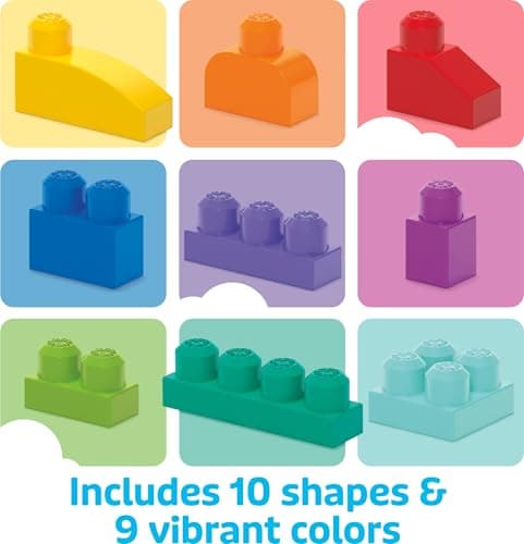 MEGA BLOKS First Builders Toddler Blocks Toys Set, Big Building Bag with 80 Pieces and Storage, Blue, Ages 1+ Years — view 2