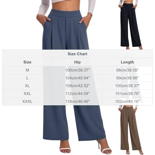 Dress Pants Women Straight High Waisted Stretch Work Pant 2026 Business Casual Flowy Slacks Trousers with Pockets Yoga Pants Women Black Medium — view 2
