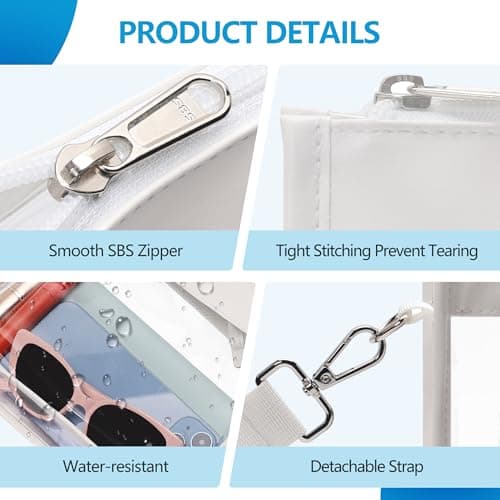 Paxiland Clear Stadium Crossbody Purse - Removable Strap, Water-resistant — view 3