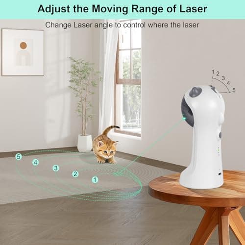 TBTeek Cat Toy, Green Light, Automatic Motion-Activated, 5 Fun Patterns, 4 Speed Modes, Adjustable Light Angles, Random Rotating Trajectory, Rechargeable — view 3