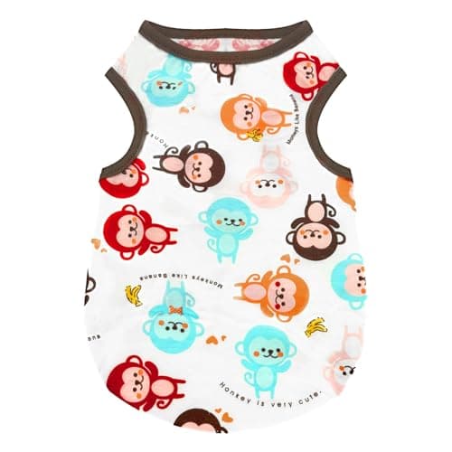 PETCARE Cartoon Dog Shirts for Small Dogs Cute Dog Clothes Brown Monkey Tshirt Soft Cotton Puppy Pajamas Breathable Sleeveless Pet Tank Top Spring Summer Dogs Clothes for Chihuahua Yorkie Shih Tzu — view 8