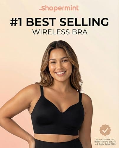SHAPERMINT Seamless Wireless Bras for Women Full Support - Comfortable Bralette with Lift - No Underwire Soutien Gorge Femme - Plus Size Push Up Bra Black — view 3