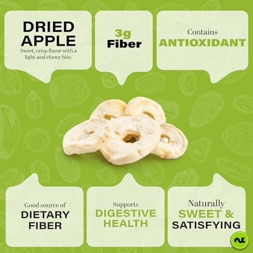 NUT CRAVINGS - Dried Apple Rings Slices, No Sugar Added - Chewy Soft Texture (16oz, 1 LB) Bulk Dry Fruits Packed Fresh in Resealable Bag - Sweet Healthy Snack, Naturally Grown, Vegan, Kosher